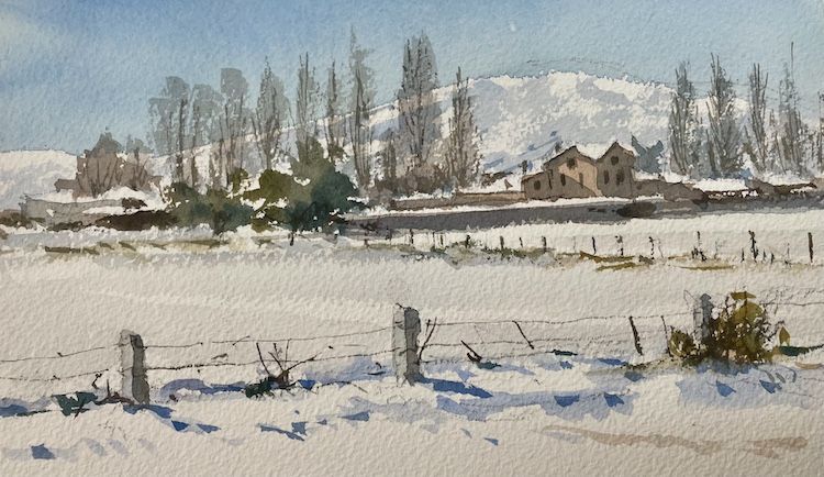 acuarela postal navidad