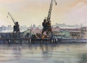 Acuarela puerto por Fermin Lopez