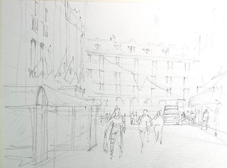 dibujo para acuarela Paris