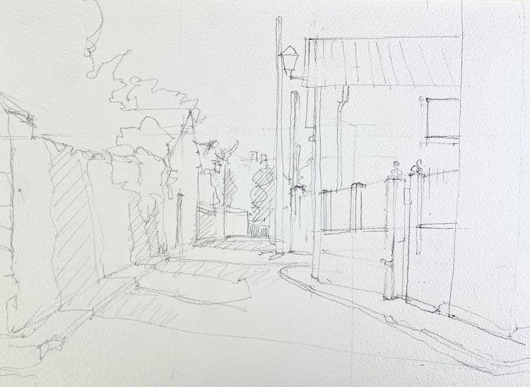 pueblo dibujo para acuarela
